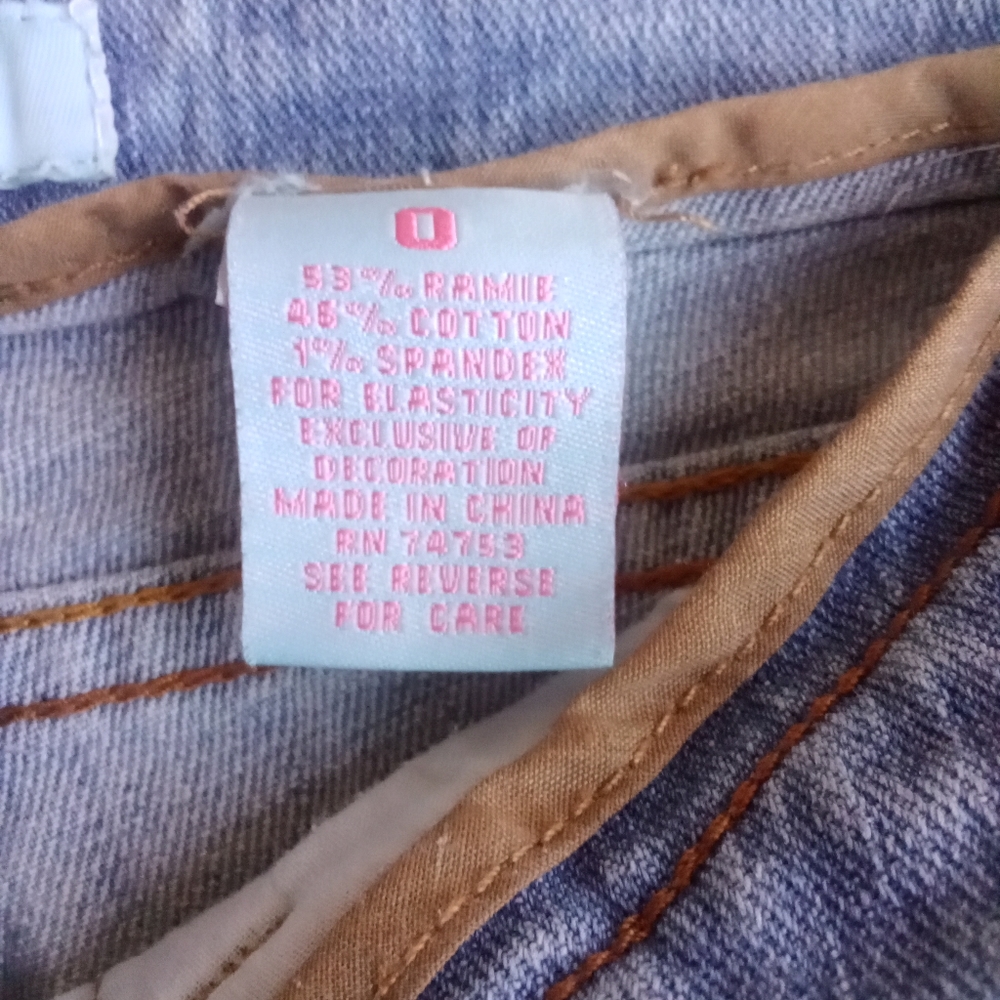 Zana Di Jeans Very Short Jean Mini Skirt Size 0 Pink Floral & Gemstone Designs - Picture 13 of 15
